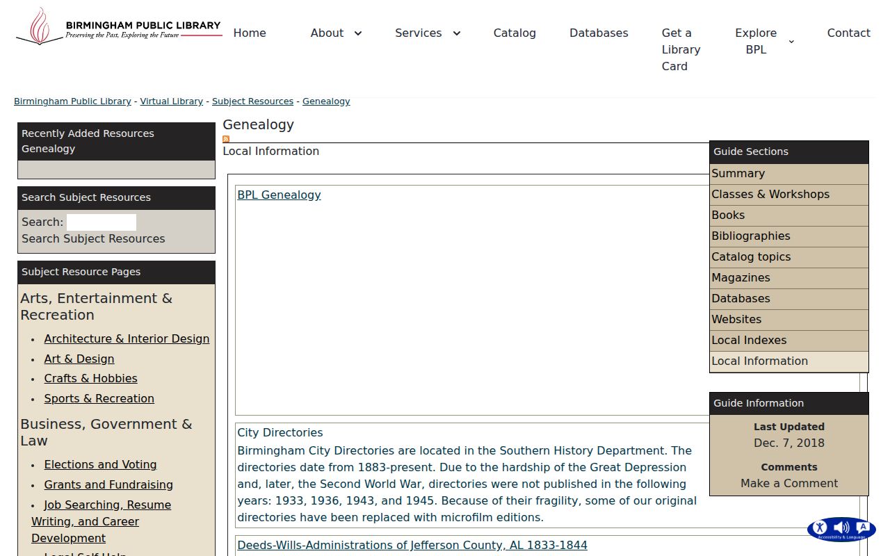 Birmingham city directory holdings listed by Birmingham Public Library