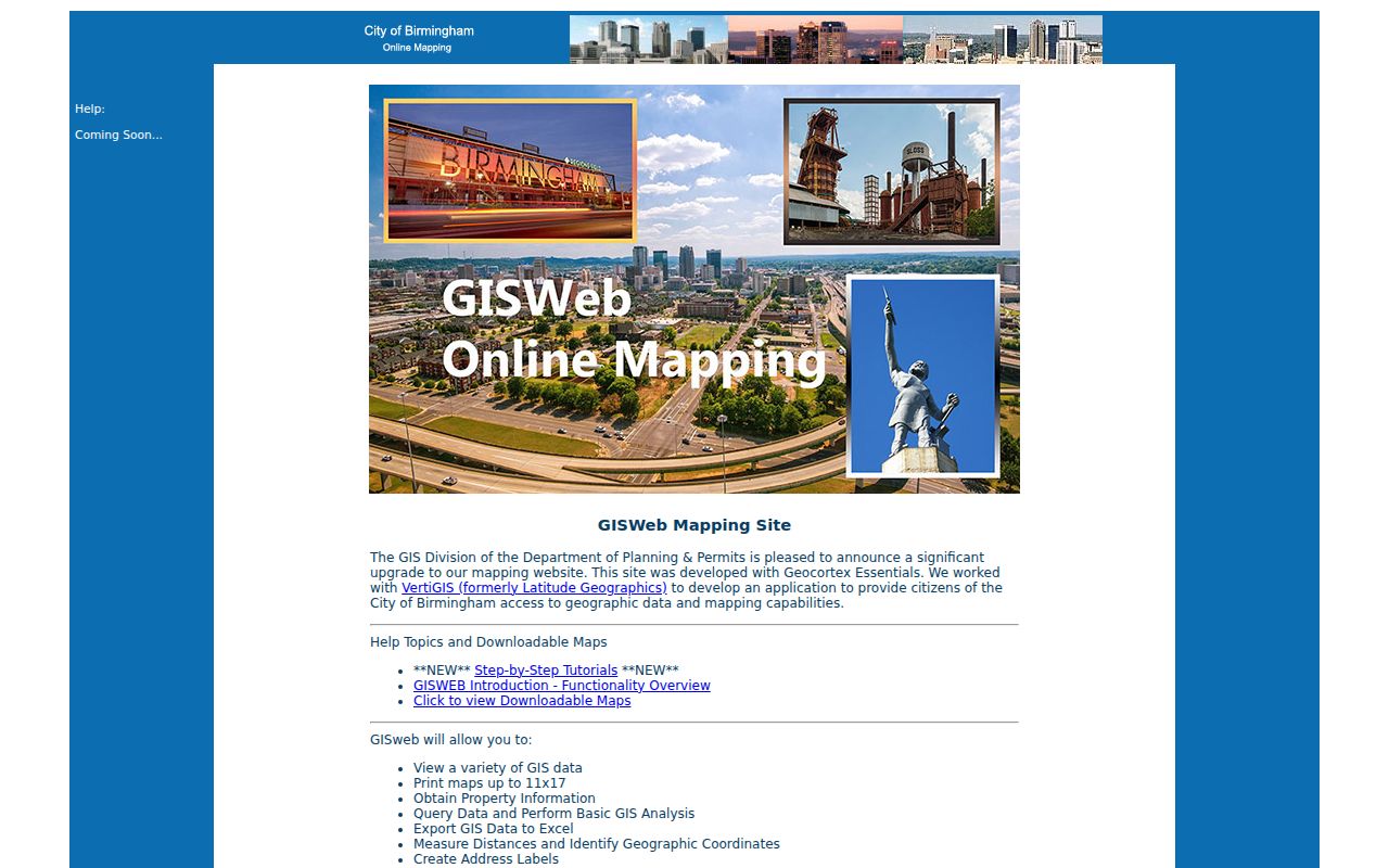 Birmingham street directory GIS parcel viewer