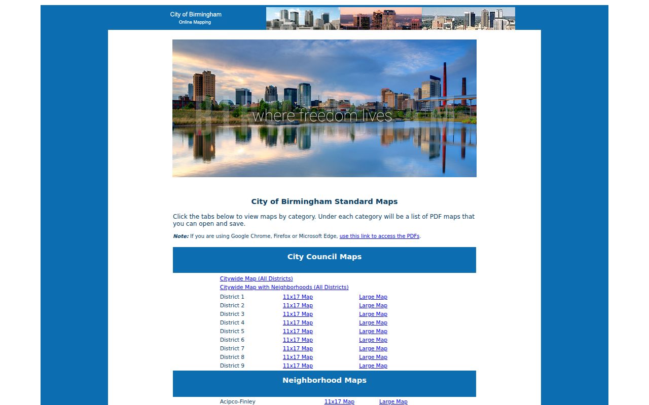 Birmingham ZIP code directory official GIS map gallery
